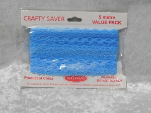Flower Edge Eyelet Lace Pack of 5m Sky Blue